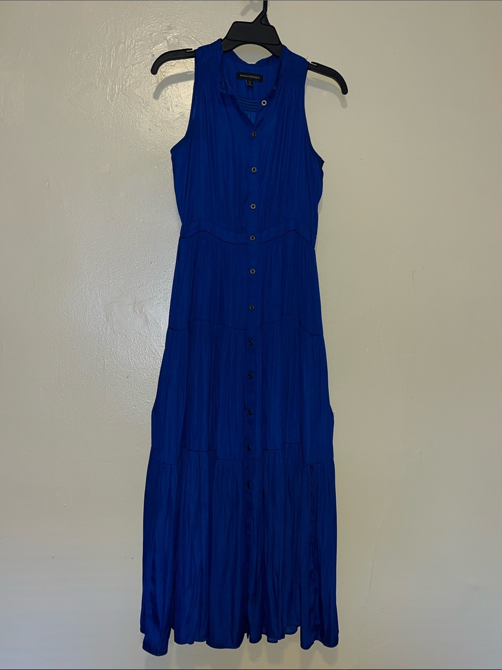 Sleeveless Button-Front Maxi Dress in Cobalt Blue